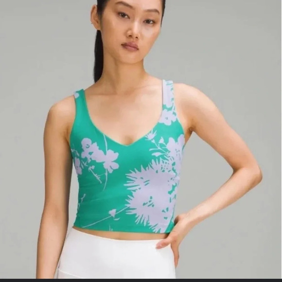 Lululemon Align Tank Top Blossom Silhouette Max Lilac Smoke Kelly Green Sz 2 - Picture 1 of 5